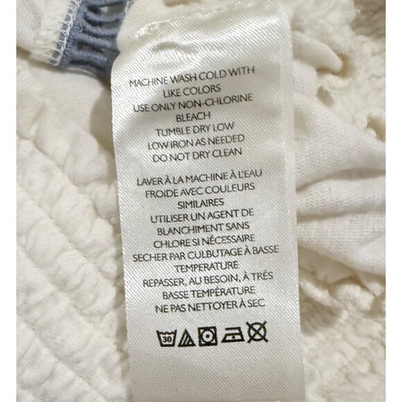 Free People Embroidered Boho Peasant Blouse Small Ivory Blue Floral Smocked Wais - Picture 9 of 14